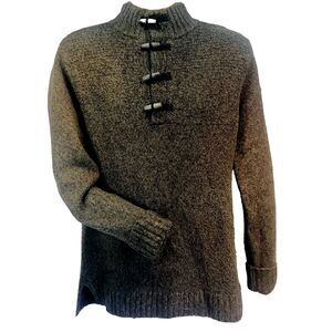 Outpost Makers Fishermans Sweater Toggle Buttons Knit L Mens Brown Cotton Blend